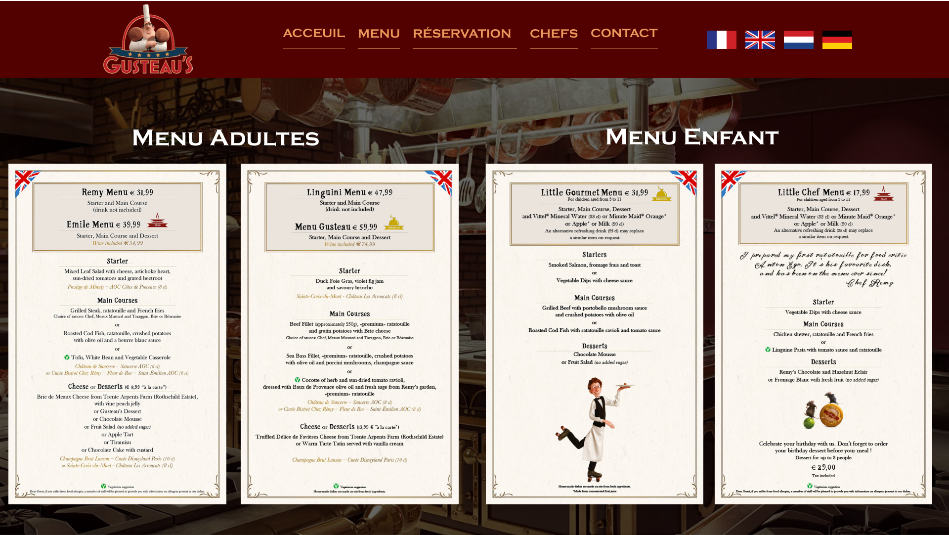 Gusteaus Menu